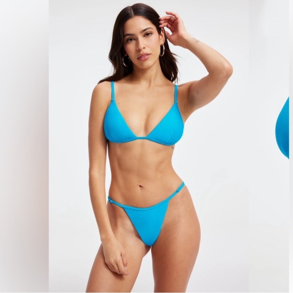 Good American Perfect Fit Bikini Set of 3 1 top and 2 bottoms Atomic Blue Size 2